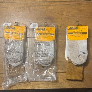 3 pairs Carhartt Men's Wool Blend Boot Socks - Gray and Brown, Size M 6-8.5